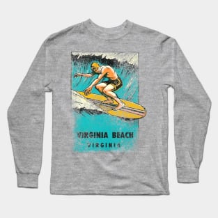 Virginia Beach Vintage Surfing Long Sleeve T-Shirt